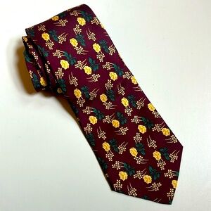 Courreges Silk Tie Burgundy Floral